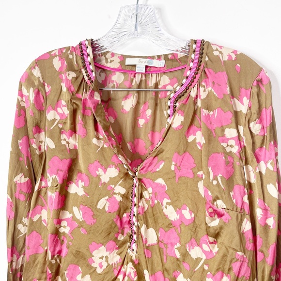 Boden Abstract Print Floral Silk Blouse Size 8 - Picture 3 of 14